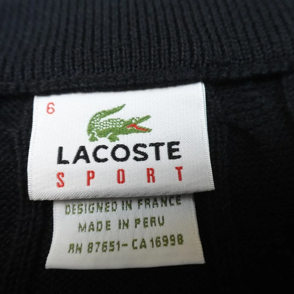 Lacoste Vest Mens XL 6 Black Cable Knit V Neck Tennis Sweater Golf Pullover Logo